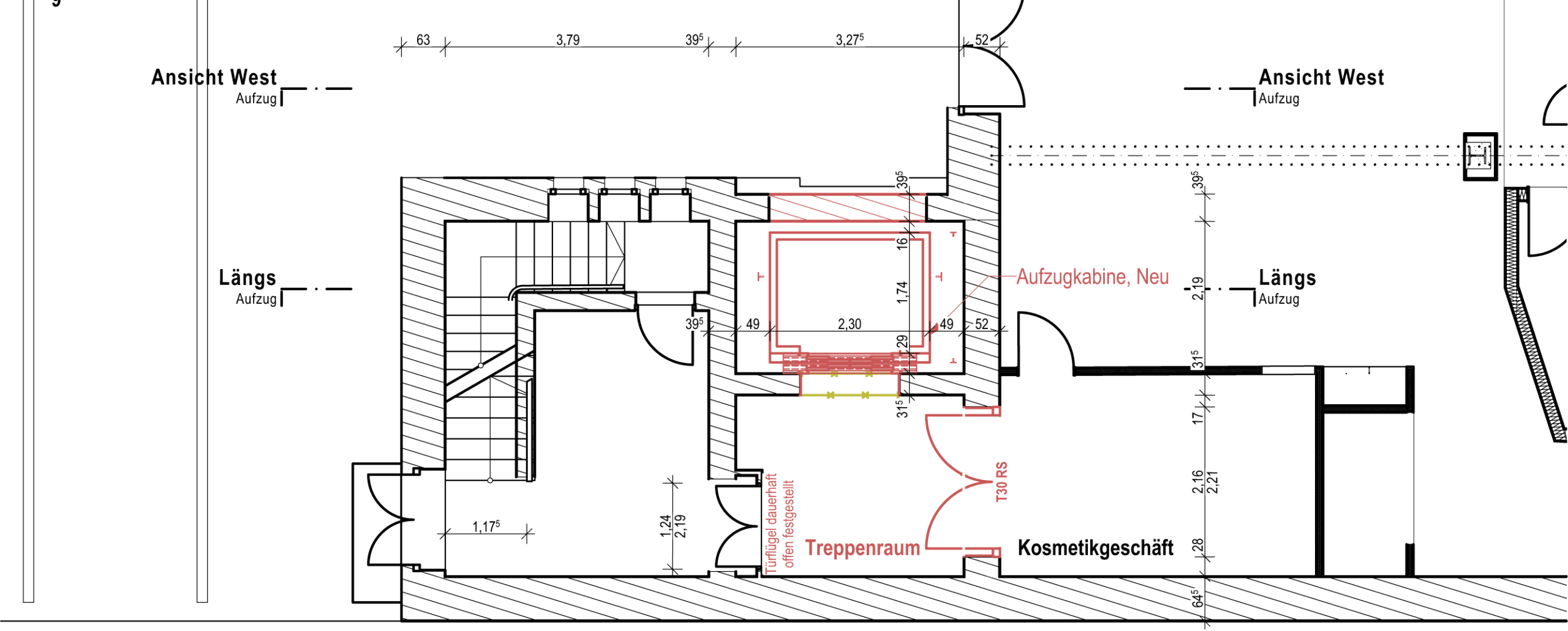 Grundriss, anonymisiert – Revitalisierung mit Aufzugsanlage im Gründerzeitbau, Berlin